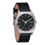 NIXON Time Teller A1373-100m Water Resistant Men's Analog Fashion Watch (37mm Watch Face, 20mm-18mm Leather Band), Silver / Black