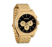 NIXON Time Teller Chrono A972-100m Water Resistant Analog Chronograph Watch (40mm Watch Face, 20-18mm Stainless Steel Band), Gold/Black/Gold, Mens Standard, Time Teller Chrono