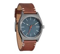 NIXON Time Teller Leather Watch, Lt Gunmetal / Basalt / Sienna, One Size, Time Teller Leather