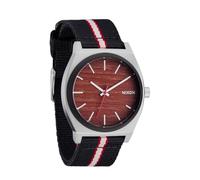 NIXON Time Teller Nylon A1396-100m Water Resistant Unisex Analog Fashion Watch (37mm Face, 19.5mm Nylon Band), Silver/Rosewood/Black Stripe, 20mm, Time Teller Nylon