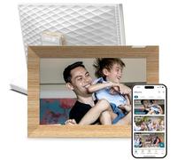 Nixplay Digital Touch Screen Picture Frame - 10.1” Photo Frame, Connecting Families & Friends (White/Wood)