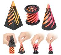 NIXRET 3d Printed Fidgets Toy, 3Pcs Impossible Cone Pyramid Spiral, Fun Toys Anxiety Stress Relief For Home Office Desk Decor Souvenir Gift (Black Gold)