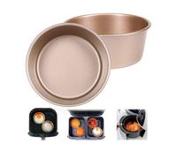 NIXRET Air Fryer Egg Mould for Fried Eggs, 2Pcs Ramekins for Ninja AirFryer Accessories, 4 inch Round Baking Beans Tray Reusable Food Grade Carbon Steel for Poached, Poacher, Cake Tins