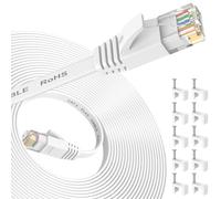 Nixsto Ethernet Cable 7M, Cat6 Ethenret Cable Flat Design High Speed with Network Patch Cords, LAN Cable Clips&Rj45 Connector for Router Modem Faster Than Cat 5e/Cat 5-White