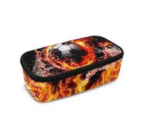 NIYADO Large Capacity Multi-Compartment Pencil case Boys Rugby Pencil case for Stationery Supplies Suitable for 10-12 Years Old(Trendy Burning Soccer)