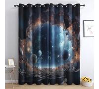 NIYAKA Galactic Universe Curtain Blackout, 3D Space Illusion Sci-Fi Starry Sky Cosmic Curtains 90x90, Living Room & Bedroom Decor Drapes, Thermal Insulated Eyelet Window Treatments 90 Drop, 2 Panels