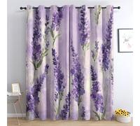 NIYAKA Purple Lavender Curtain Blackout, Flower Watercolor Girl Curtains 42x63, Living Room & Bedroom Decor Drapes, Thermal Insulated Eyelet Window Treatments 63 Drop, 2 Panels