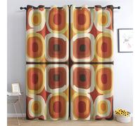 NIYAKA Retro Square Curtain Blackout, 70s Burnt Orange Curtains 52x90, Living Room & Bedroom Decor Drapes, Thermal Insulated Eyelet Window Treatments 90 Drop, 2 Panels