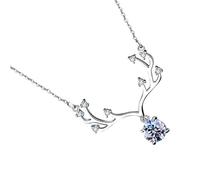 NIYANGLE 1 Carat Antler Moissanite Pendant Necklace for Women Silver Clavicle Chain with High-grade Quality and Good Texture Stylish Necklace for Birthday