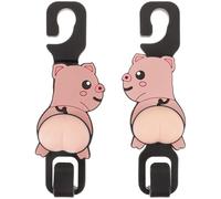 NIYANGLE 1 Pair Cute Car Headrest Hooks with Cartoon Design for Vehicle, Resin and Plastic Material, Secure Fit for Hanging Handbags and Keys, Universal Automotive Seat Headrest Accessory