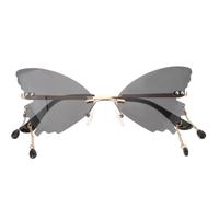 NIYANGLE 1 Pair Rimless Butterfly Sunglasses for Women, Stylish Frameless PC Glasses Practical Design, Trendy Black Cool Glasses for Street Style and Party Wear