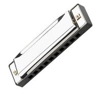 NIYANGLE 10-hole C Key Blues Harmonica for Beginners and Adults, Small Silver Metal Harmonica Suitable for Professional Players and Music Education