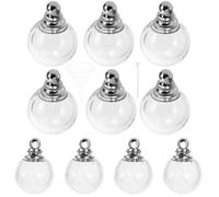 NIYANGLE 10 Pcs 12mm Glass Ball Charms Pendants with White Screw Caps, Hollow Mini Wishing Bottle Charms for Jewelry Making, Bracelets, Necklaces, and DIY Accessories