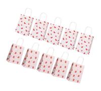 NIYANGLE 10 Pcs Strawberry and Watermelon Printed Paper Bags, Party Candy Storage Bags with Handles, Cartoon Fruit Snack Pouches for Birthday and Event Favour Packaging
