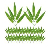 NIYANGLE 100pcs Artificial Bamboo Sticks Lightweight Plastic Fake Plants | Realistic Light Green Bamboo Leaves with Lifelike Detailing, for Indoor Outdoor Home Décor and Crafts
