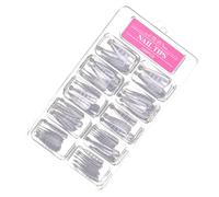 NIYANGLE 100pcs Crystal Nail Tips with Measurement Scale Quick UV Gel Extension Nails for Manicure for Salon and DIY Use