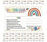 NIYANGLE 100pcs Motivational Postcards for Teachers and Parents Classroom Behavior Incentive Cards Rainbow Design for Preschool Kindergarten Elementary School Mailing Notes