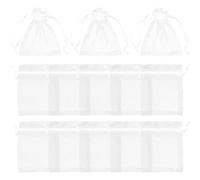 NIYANGLE 100pcs White Mini Organza Bags 2.7"x3.5" Small Drawstring Pouches Breathable Mesh Bags for Jewelry, Wedding Favors, Cosmetics, Christmas Candy, and Party Supplies