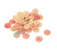 NIYANGLE 100pcs Wood Buttons Mixed Pattern Wooden Buttons for DIY Crafts Sewing Supplies Dual for Jackets Card Making and Handmade Projects