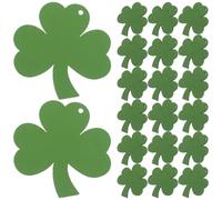 NIYANGLE 100pcs Wooden Shamrock Slice Hanging Ornaments for St Patrick's Day, Irish Four-Leaf Leaflet Decor, Rustic Wood Cutouts for Party Decorations and Crafting