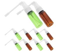 NIYANGLE 10Pcs 15Ml Plastic Refillable Nose Spray Bottles Small Liquid Dispenser Sprayers for Daily Nasal Spray and Travel Use, Green and Brown Flat Shoulder Sub Bottles