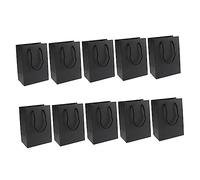 NIYANGLE 10Pcs Black Kraft Paper Tote Bags for Treats and Shopping Food Grade Packaging for Parties Bakeries and Takeaway Use