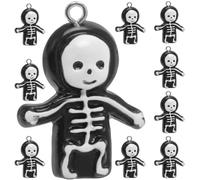 NIYANGLE 10Pcs Black Resin Skeleton Pendant Set for DIY Earring, Necklace and Keychain Accessories Halloween Jewelry Craft