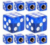 NIYANGLE 10pcs Blue Dice Style Car Tire Valve Stem Caps Corrosion Resistant Plastic and Metal Valve Covers Fade Resistant Wheel Dust Caps for Vehicles and Trucks