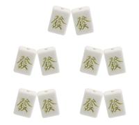 NIYANGLE 10pcs Ceramic Mahjong Beads for Crafts Hole Spacer Beads Handmade Porcelain Artistic for Chinese Jewelry Making