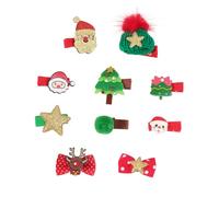 NIYANGLE 10Pcs Christmas Cartoon Hair Clips Set Creative Lovely Hairpins for Party Accessories Festive Hairwear for Daily and Celebration Use