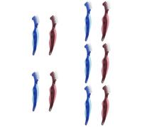 NIYANGLE 10pcs Double-Sided Brush for Cleaning Ergonomic Design Portable False Tooth Brush for Easy Care