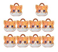 NIYANGLE 10pcs Foldable Cat Shape Treat Boxes Made of Paper with Handle, Lovely and Unique Candy Boxes for Thanksgiving and Shower Party Favour