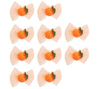 NIYANGLE 10pcs Halloween Dog Bow Decoration Pet Hair Ties Orange Plastic Pumpkin Bowknot for Dressing up Pets in Fall and Halloween