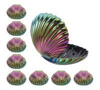 NIYANGLE 10pcs Iridescent Shell-shaped Party Favor Containers, Portable Plastic Candy Boxes Resistant to Fading, for Island and Bridal Shower Beach Parties