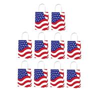 NIYANGLE 10pcs Patriotic Paper Candy Bags Handle American Flag Design and Reusable Bags for July Independence Day Memorial Day Celebrations