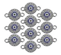 NIYANGLE 10pcs Silver Alloy Evil Eye Charms for Bracelet Making with Unique Oil Drip Design, Symbolizing Love and Care, for Women to Match Different Outfits