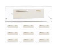 NIYANGLE 10Pcs Transparent Acrylic Badge Holders with Replaceable Insert Cards Wide Pin Permission Name Tags for Office Work School Conferences