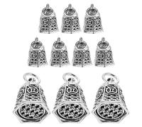 NIYANGLE 10pcs Vintage Bell Pendant for DIY Crafts Rustic Metal Charms with Inspirational Words Detachable Small Bells for Necklace and Bracelet Making Gentle Jingle Sound Accessories