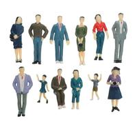NIYANGLE 12Pcs 1/25 Scale Painted People Figures Plastic Model Railway Construction Layout Decorations for Miniature Train Station Scenes