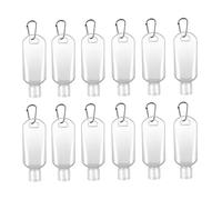 NIYANGLE 12pcs 50ml Plastic Empty Hook Storage Bottles with Convenient Carabiner Clip, Odourless Refillable Travel Containers for Business Trip and Outdoor Activities Random Color