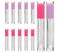 NIYANGLE 12pcs 5ml Empty Lip Gloss Tubes Rubber Applicator, Lip Gloss Storage Containers for DIY Lipstick, Travel Cosmetic Packaging Kit 6 Rose Red and 6 Purple Tubes