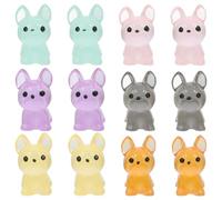 NIYANGLE 12pcs Glow in The Dark Mini Resin Dog Figurines, Small Luminous French Bulldog Statues for Garden Miniatures, DIY Micro Landscape Ornaments in Pink, Yellow, Peacock Blue, Purple,