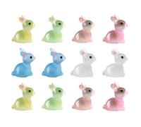 NIYANGLE 12pcs Glow in The Dark Miniature Resin Rabbit Figurines, Garden Tiny Bunny Statues for Patio Decor, Mini Bunny Ornaments for Outdoor and Indoor Use