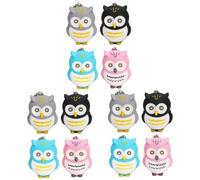 NIYANGLE 12pcs Glowing Cartoon Owl Keychain Plastic Luggage Bag Pendant Owl Decoration Key Ring for Car Interior Girl Grey Small