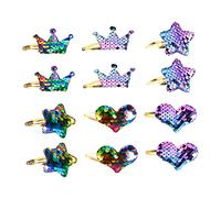 NIYANGLE 12pcs Hairpins Collection Glitter Sequins Hair Clips Heart Shape Boys and Girls Hairpin Beautiful Christmas Hair Accessories