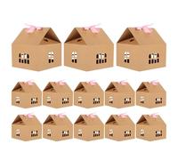 NIYANGLE 12pcs Hollow House Shape Paper Candy Boxes with Ribbon Practical Design for Christmas and Shower Party Favour Boxes Random Color