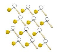 NIYANGLE 12pcs Mini Baseball Keychain Set Wooden Bat Sports Theme Party Favors Souvenirs for Athletes for Baseball Fans