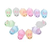 NIYANGLE 12pcs Mini Resin Bunny Figures Glow in Dark Easter Rabbit Figurines Decorative Detailed Resin Sculptures for Spring Decor and Easter Egg Fillers