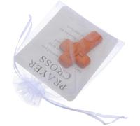 NIYANGLE 12pcs Oak Wooden Cross Shaped Handcarved Pocket Cross Set with Blessing Card and Storage Pouch Decorative Praying Hands for Christmas Party Desktop Household Collections