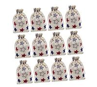 NIYANGLE 12pcs Patriotic Drawstring Bags American Flag Candy Bags for Independence Day for July Celebrations Memorial Day and Party Favors Vibrant Star Design for Treats and